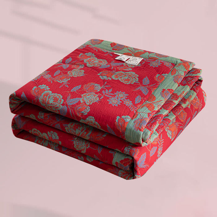 Ownkoti Retro Floral Double-layer Cotton Summer Quilt
