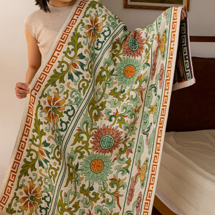 Ownkoti Retro Floral Pure Cotton Gauze Absorbent Bath Towel