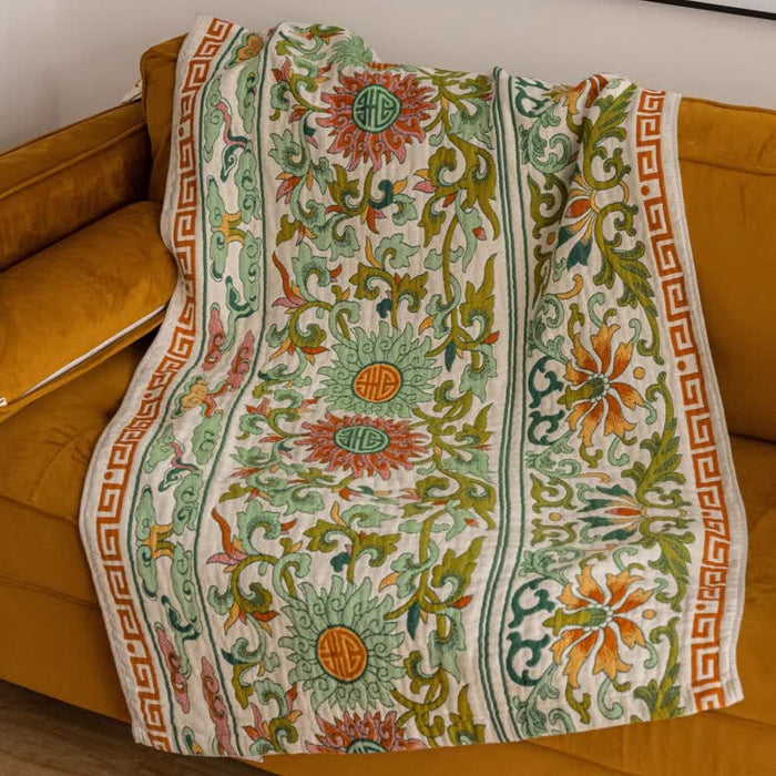 Ownkoti Retro Floral Pure Cotton Gauze Absorbent Bath Towel