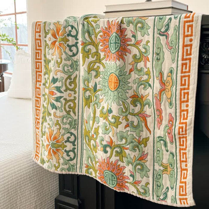 Ownkoti Retro Floral Pure Cotton Gauze Absorbent Bath Towel