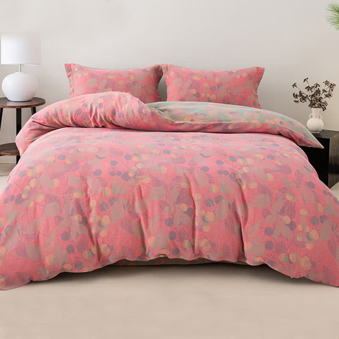 Ownkoti Reversible Cotton Gauze Pastoral Bedding Set (4PCS)