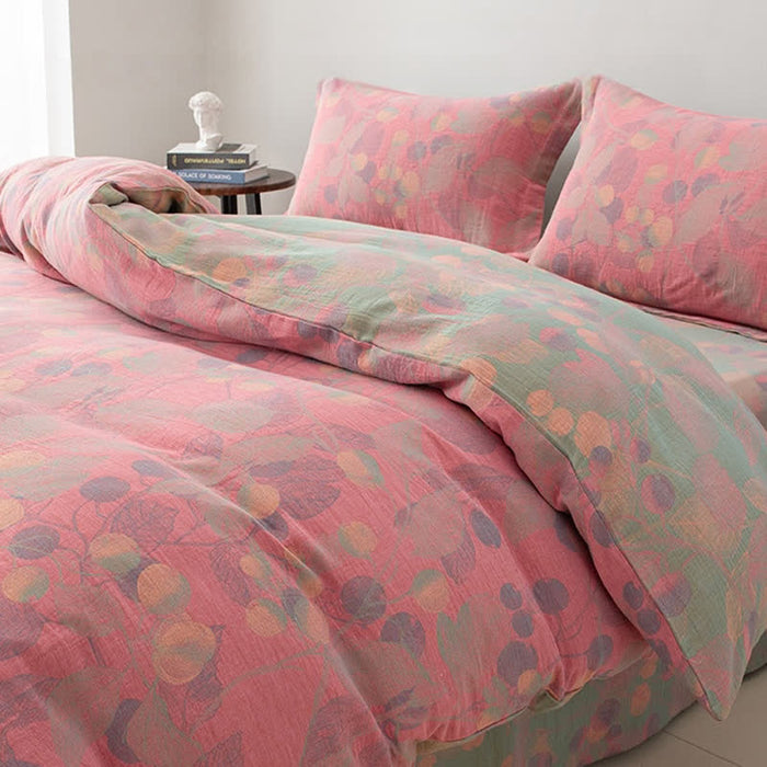 Ownkoti Reversible Cotton Gauze Pastoral Bedding Set (4PCS)