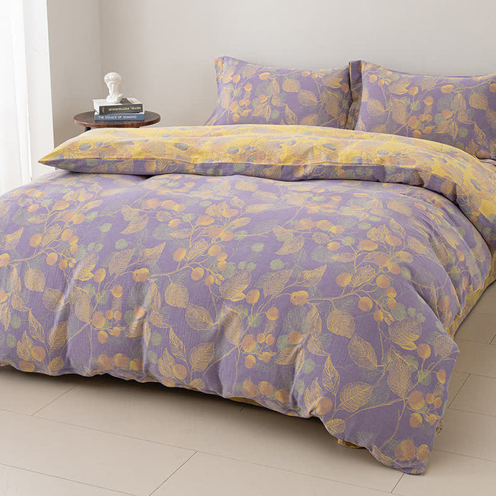 Ownkoti Reversible Cotton Gauze Pastoral Bedding Set (4PCS)