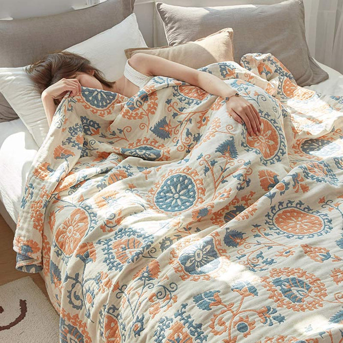 Ownkoti Reversible Cotton Quilt Colorful Flower Print