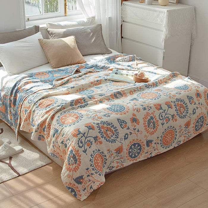 Ownkoti Reversible Cotton Quilt Colorful Flower Print