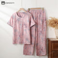 Ownkoti Round Neckline Bamboo Cotton Gauze Pajama Set