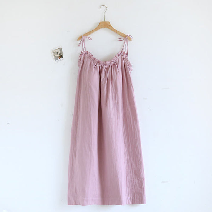 Ownkoti Ruffle Trim Cotton Camisole Nightdress - Pink - XL - image 4