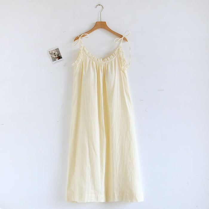 Ownkoti Ruffle Trim Cotton Camisole Nightdress - Yellow - XL - image 6