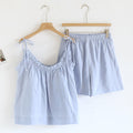 Ownkoti Ruffle Trim Cotton Padded Camisole Pajamas - Blue - XL - image 2
