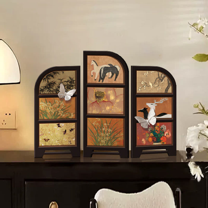 Ownkoti Rural Retro Foldable Screen Desktop Ornament - Set (A+B+C) - 3PCS - 14"W x 11"H - image 0