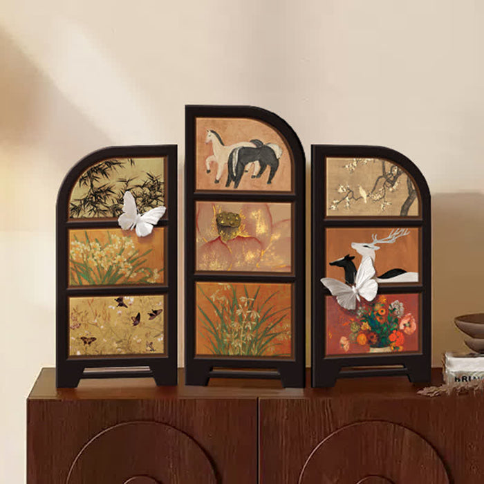 Ownkoti Rural Retro Foldable Screen Desktop Ornament - image 1