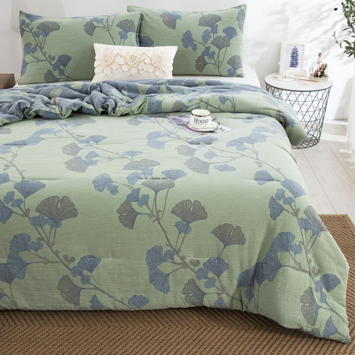 Ownkoti Rustic Ginkgo Leaf Cotton Gauze Bedding  - image 7