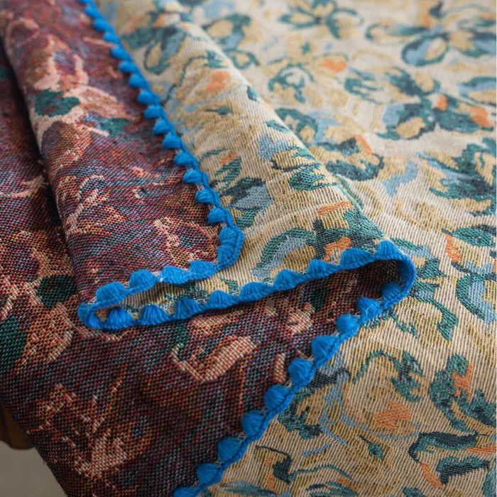 Ownkoti Rustic Style Blue Floral Jacquard Tablecloth - image 5