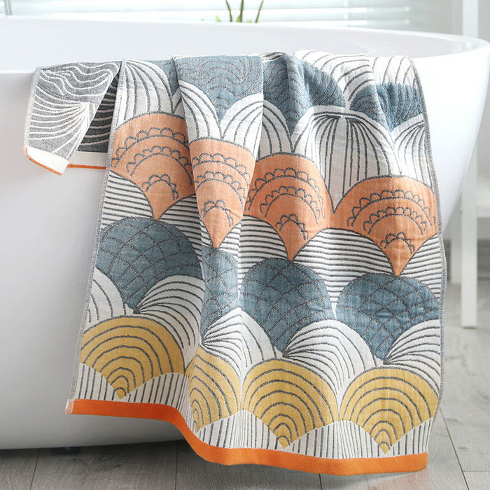 Shell Print Jacquard Cotton Bath Towel