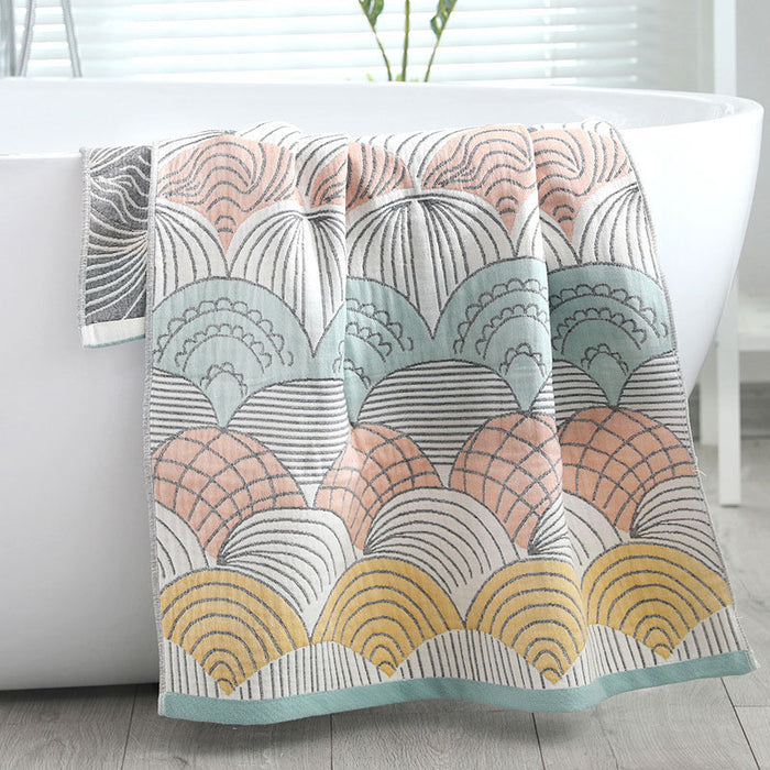 Shell Print Jacquard Cotton Bath Towel