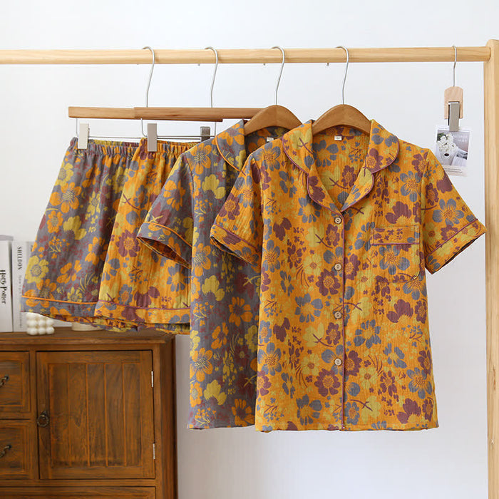Ownkoti Short-sleeve Shorts Floral Cotton Pajama Set