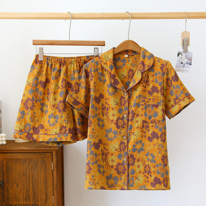 Ownkoti Short-sleeve Shorts Floral Cotton Pajama Set