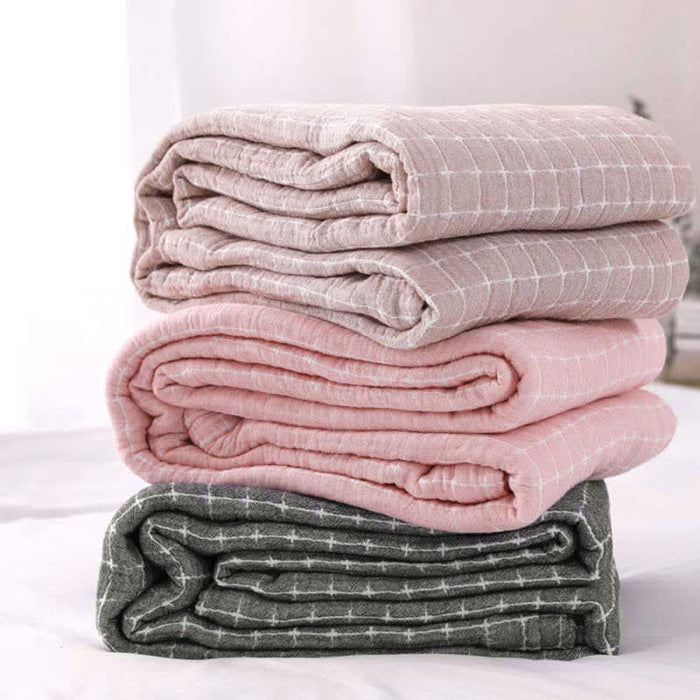 Ownkoti Simple Grid Cotton Gauze Lightweight Quilt