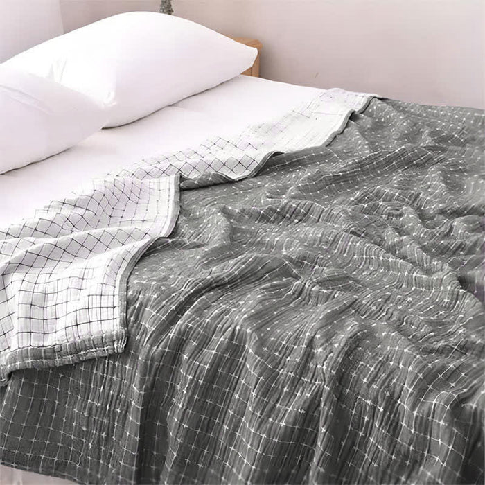 Ownkoti Simple Grid Cotton Gauze Lightweight Quilt