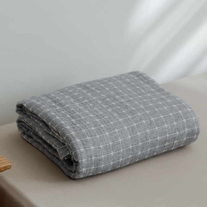 Ownkoti Simple Grid Cotton Gauze Lightweight Quilt