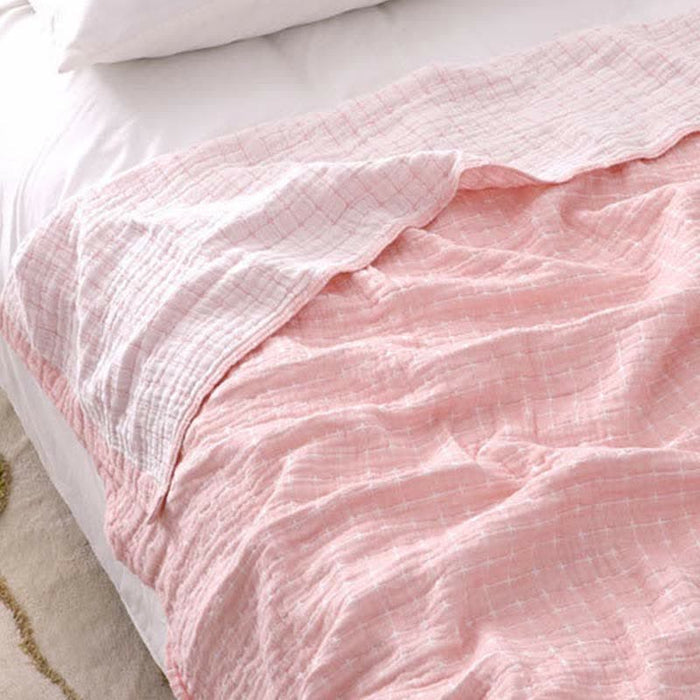 Ownkoti Simple Grid Cotton Gauze Lightweight Quilt