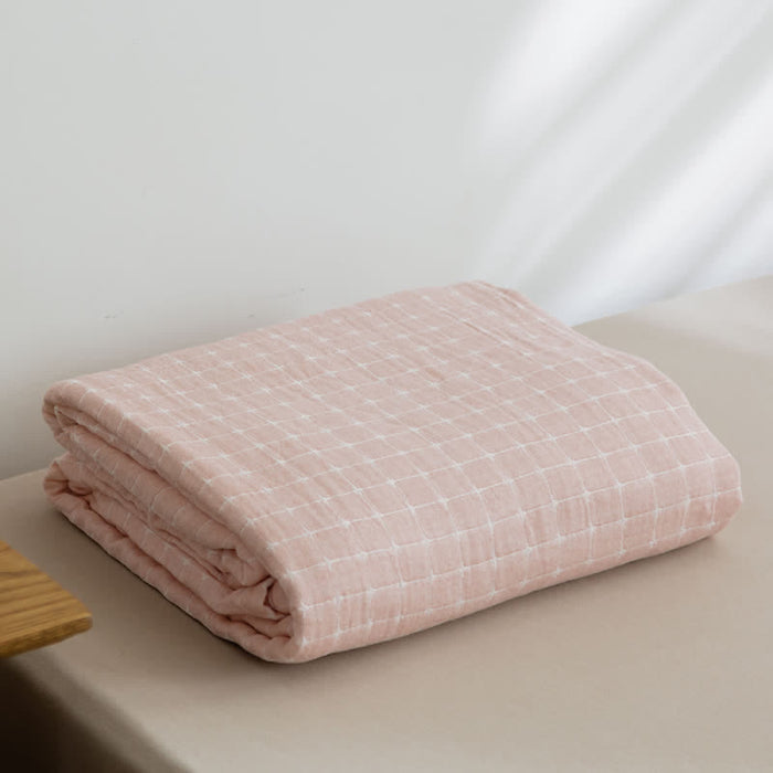 Ownkoti Simple Grid Cotton Gauze Lightweight Quilt