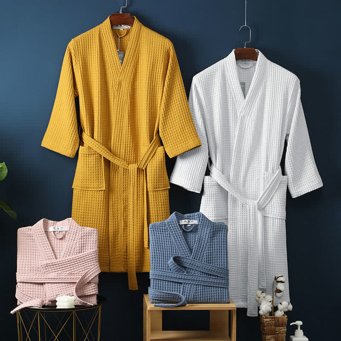 Ownkoti Simple Solid Color Cotton V-neck Bathrobe - image 0