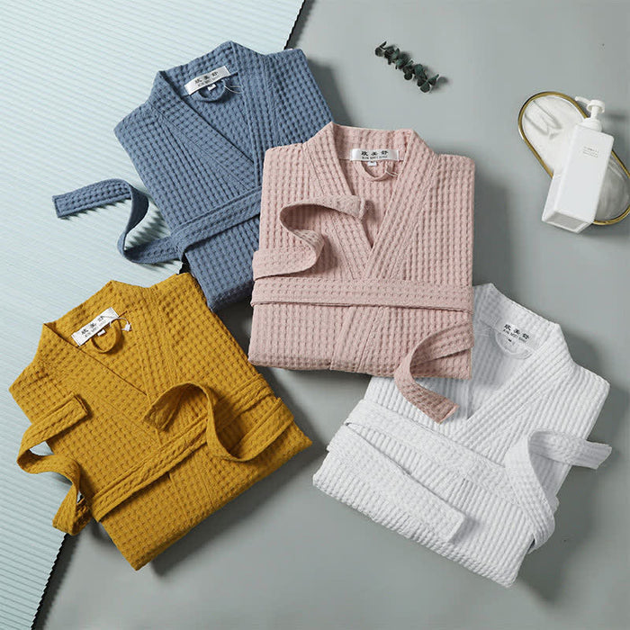 Ownkoti Simple Solid Color Cotton V-neck Bathrobe - image 2