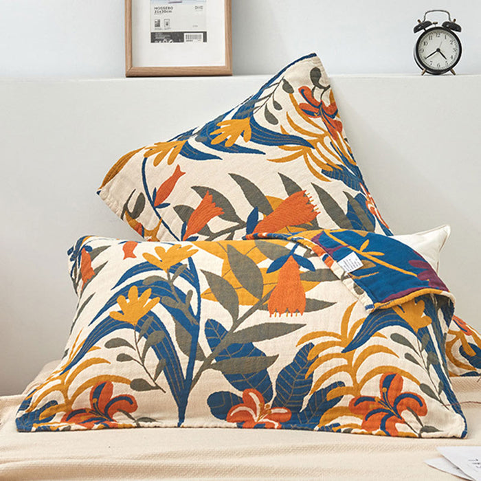 Soft Flower Printed Cotton Pillow Towel (2PCS)