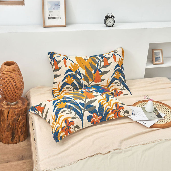 Soft Flower Printed Cotton Pillow Towel (2PCS)