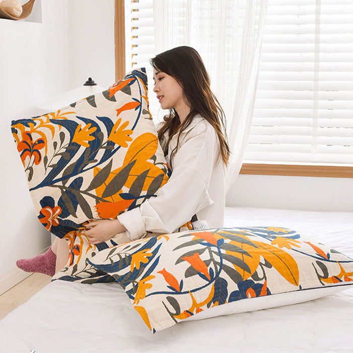 Soft Flower Printed Cotton Pillow Towel (2PCS)