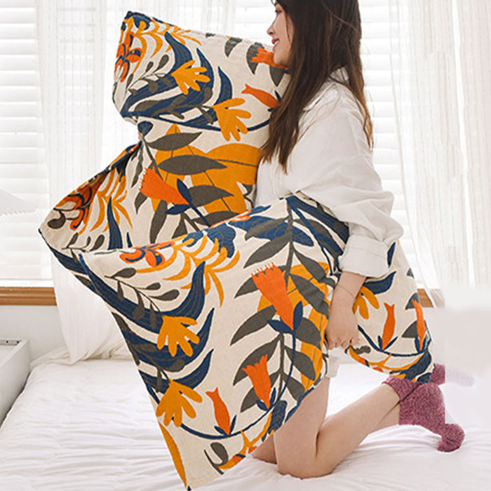 Soft Flower Printed Cotton Pillow Towel (2PCS)