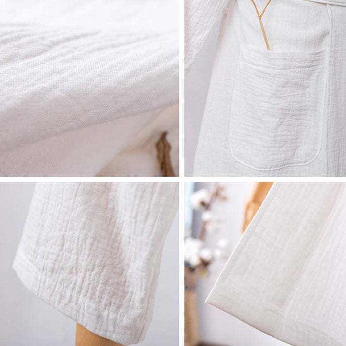Ownkoti Soft Long Sleeve V-Neck Bathrobe with Pockets - image 1