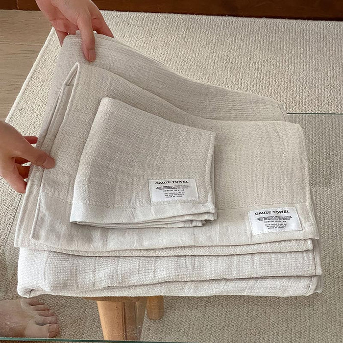 Ownkoti Solid Color Breathable Gauze Towel - White - 70cm x 140cm - image 0