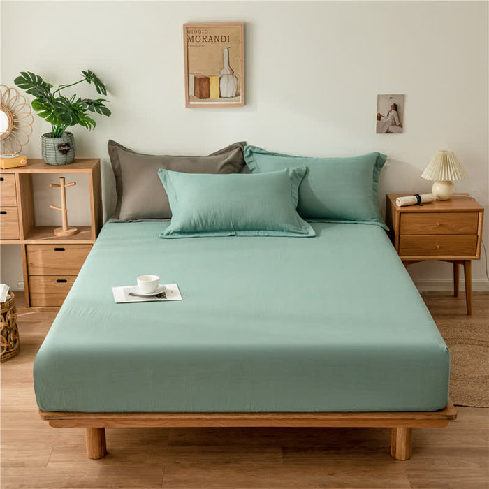 Ownkoti Solid Color Cotton Gauze Fitted Sheet
