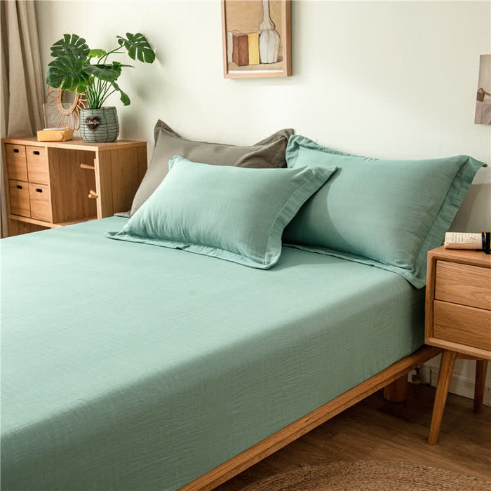 Ownkoti Solid Color Cotton Gauze Fitted Sheet