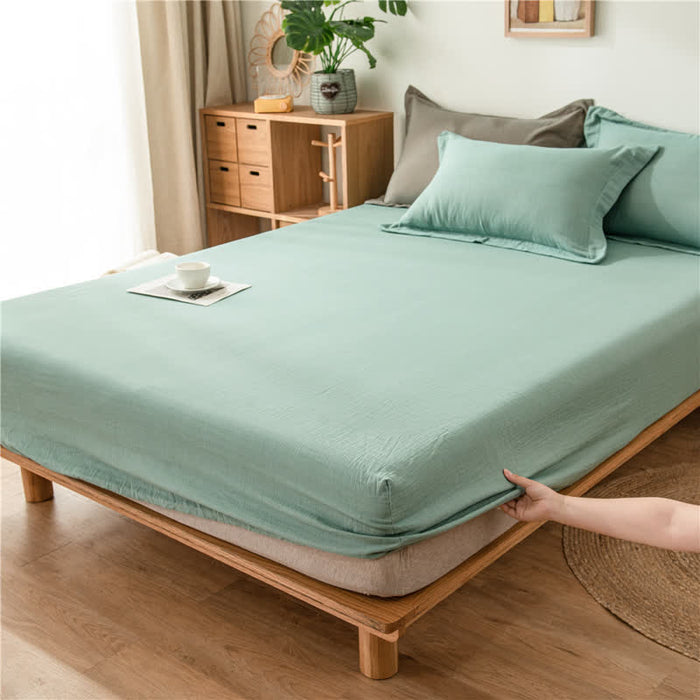 Ownkoti Solid Color Cotton Gauze Fitted Sheet