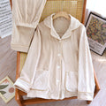 Ownkoti Solid Color Lapel Flannel Pajama Set