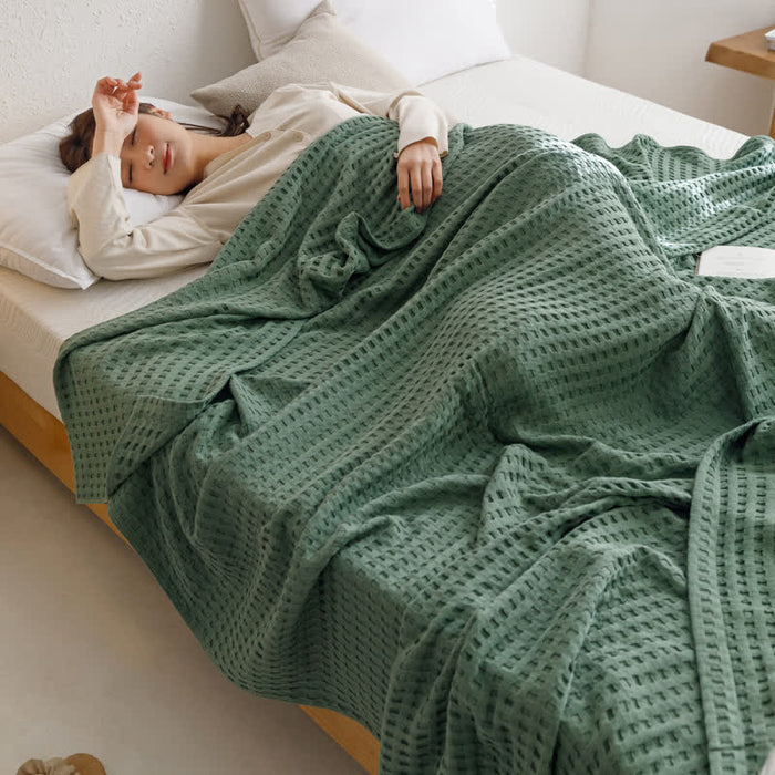 Ownkoti Solid Color Waffle Cotton Reversible Quilt