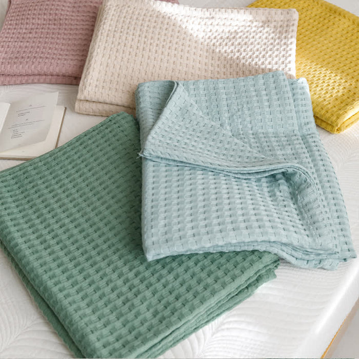 Ownkoti Solid Color Waffle Cotton Reversible Quilt