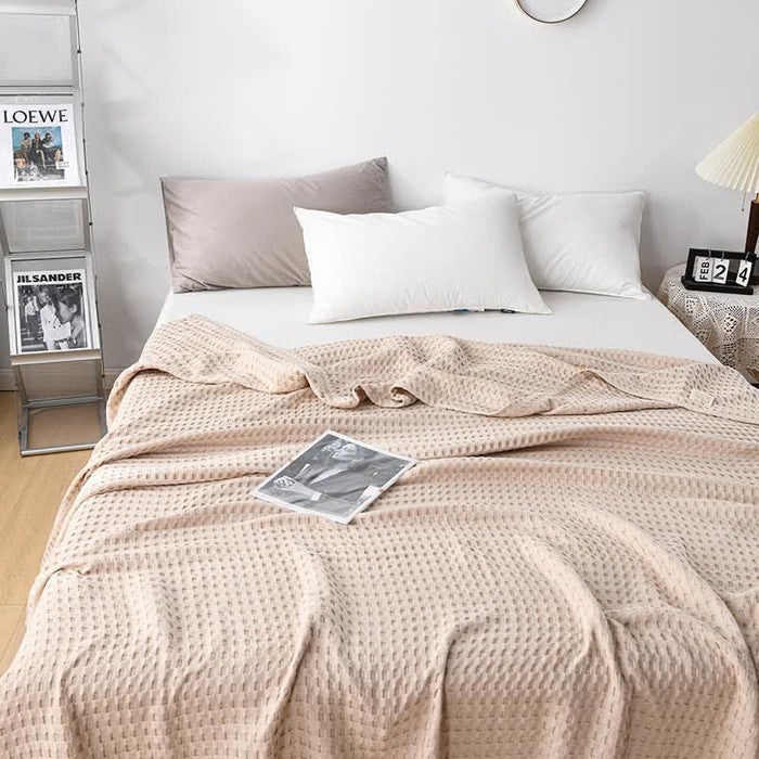 Ownkoti Solid Color Waffle Cotton Reversible Quilt