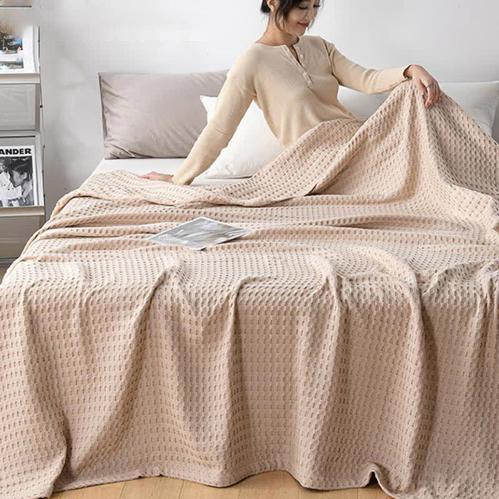 Ownkoti Solid Color Waffle Cotton Reversible Quilt