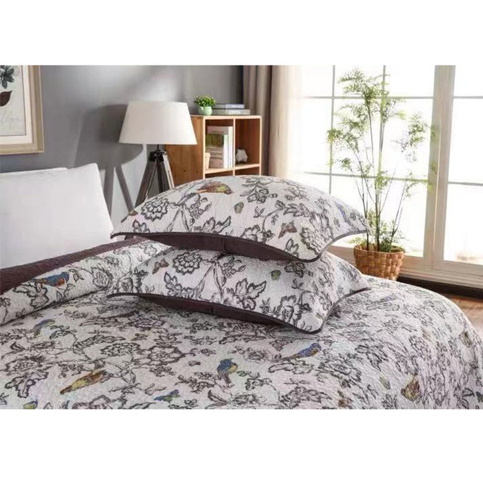 Ownkoti Spring Flower & Bird Quilt with Pillowcase