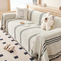 Ownkoti Straight Stripe Chenille Tassel Sofa Protector