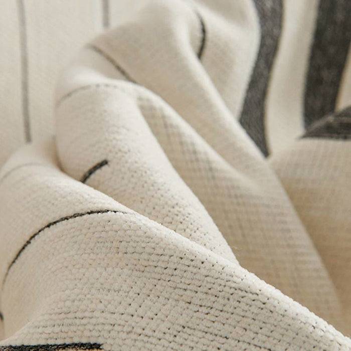 Ownkoti Straight Stripe Chenille Tassel Sofa Protector