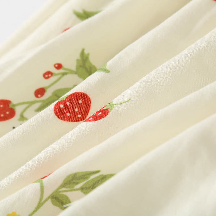 Ownkoti Strawberry Print Cotton Gauze Pajama Set