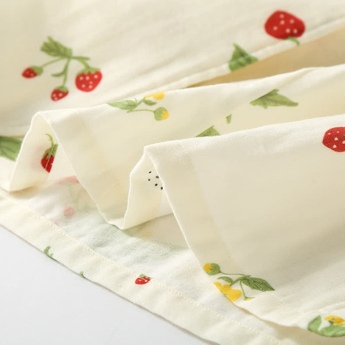 Ownkoti Strawberry Print Cotton Gauze Pajama Set