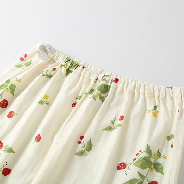 Ownkoti Strawberry Print Cotton Gauze Pajama Set