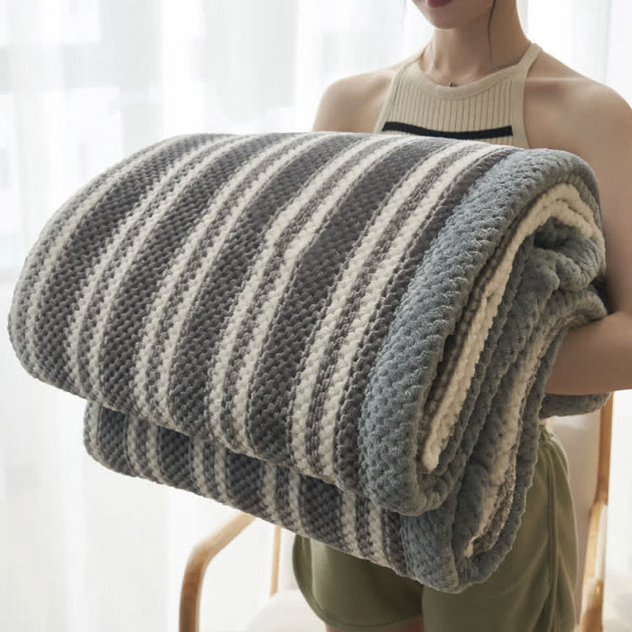 Ownkoti Stripe Comfy Coral Fleece Throw Blanket - image 0
