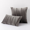 Ownkoti Stripe Pattern Soft Velvet Decorative Pillowcase - Gray - 50cm x 50cm - image 4